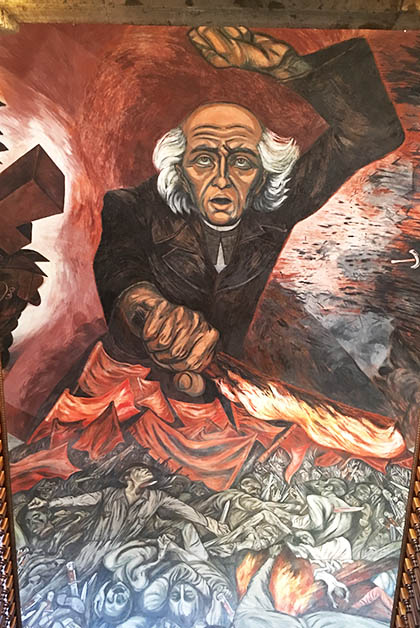Mural de Orozco 'Hidalgo: círculo político y fuerzas tenebrosas'. Foto © Silvia Lucero